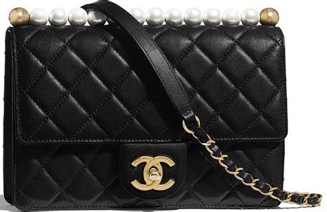 chanel short pearl handle bag|chanel bag with pearl chain.